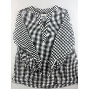 Vineyard Vines Black White Gingham Check Tunic Top Tie‎ Sleeve Women's Medium